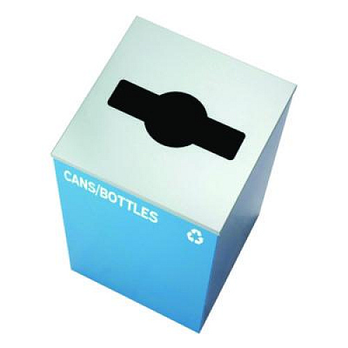 Alpine Industries 29 Gallon Trash/Recycling Cans, Steel, Blue Cans/Bottles Recycling with Mixed Lid, Black Trash Can with Square Lid (4450BLKKIT5)