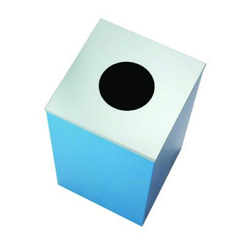 Alpine Industries 29 Gallon Trash/Recycling Cans, Steel, Blue Recycling with Circle Lid, Black Trash Can with Square Lid (4450BLKKIT6)