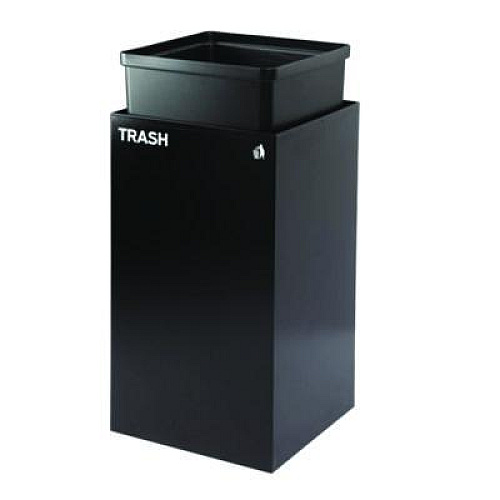 Alpine Industries 29 Gallon Trash/Recycling Cans, Steel, Green Recycling Can with Square Lid, Black Trash Can with Square Lid (4450BLKKIT8)