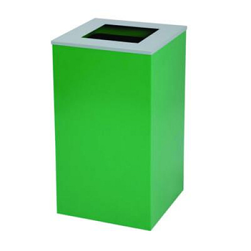 Alpine Industries 29 Gallon Trash/Recycling Cans, Steel, Green Recycling Can with Square Lid, Black Trash Can with Square Lid (4450BLKKIT8)