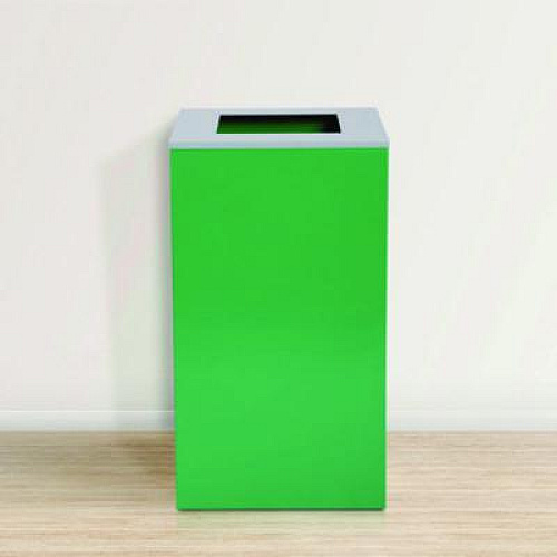 Alpine Industries 29 Gallon Trash/Recycling Cans, Steel, Green Recycling Can with Square Lid, Black Trash Can with Square Lid (4450BLKKIT8)