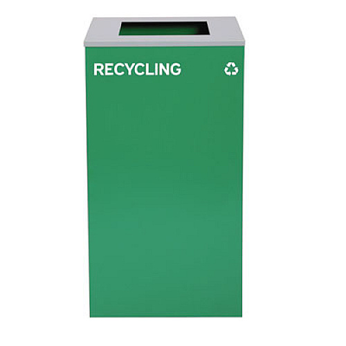 Alpine Industries 29 Gallon Trash/Recycling Cans, Steel, Green Recycling Can with Square Lid, Black Trash Can with Square Lid (4450BLKKIT8)
