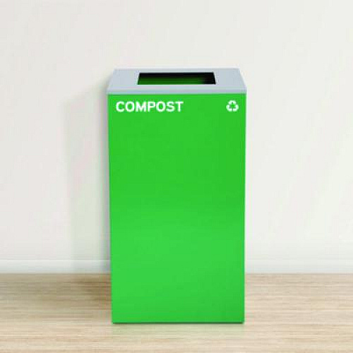 Alpine Industries 29 Gallon Trash/Recycling Cans, Steel, Green Compost Can with Square Lid, Black Trash Can with Square Lid (4450BLKKIT9)