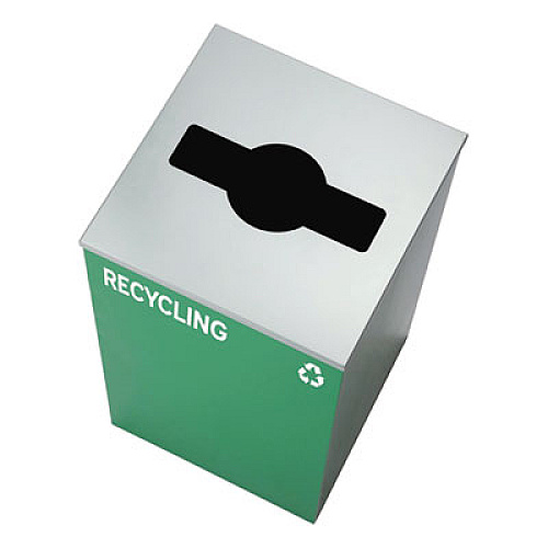 Alpine Industries 29 Gallon Trash/Recycling Cans, Steel, Green Recycling Can with Mixed Lid, Black Trash Can with Square Lid (4450BLKKIT12)