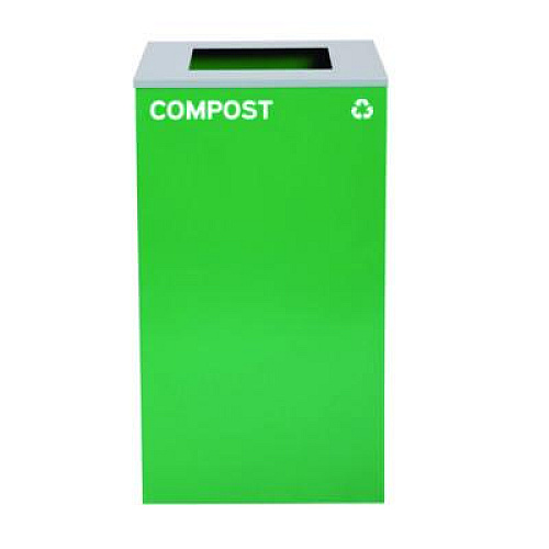 Alpine Industries 29 Gallon Trash/Recycling Cans, Steel, Blue Mixed Recycling Can, Green Compost Can, Black Trash Can with Square Lids (4450BLKKIT15)