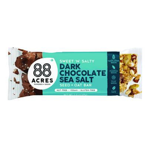 88 ACRES Sweet 'N Salty Gluten-Free Dark Chocolate Sea Salt Seed and Oat Bar, 1.6 oz Bar, 9/Box (ACY00504)