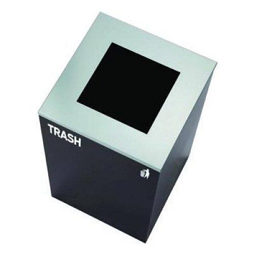 Alpine Industries 29 Gallon Trash/Recycling Cans, Steel, Blue Recycling Can, Green Recycling Can, Black Trash Can with Square Lids (4450BLKKIT17)