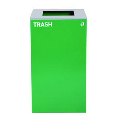 Alpine Industries 29 Gallon Trash/Recycling Cans, Steel, Blue Recycling Can, Green Recycling Can, Black Trash Can with Square Lids (4450BLKKIT17)