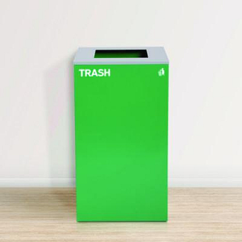 Alpine Industries 29 Gallon Trash/Recycling Cans, Steel, Green Trash Can with Square Lid (4450KITGRNST)