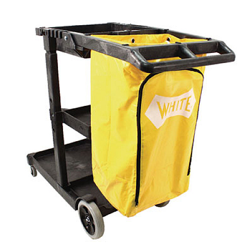 Impact Janitorial Cart, Plastic, 3 Shelves, 1 Bin, 20.5" x 48" x 38", Yellow (6850)