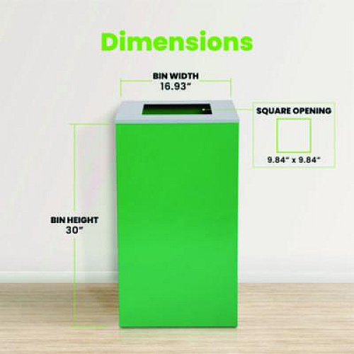 Alpine Industries 29 Gallon Trash/Recycling Cans, Steel, Green Can with Square Lid (4450KITGRNS)