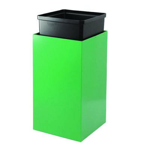 Alpine Industries 29 Gallon Trash/Recycling Cans, Steel, Green Can with Square Lid (4450KITGRNS)