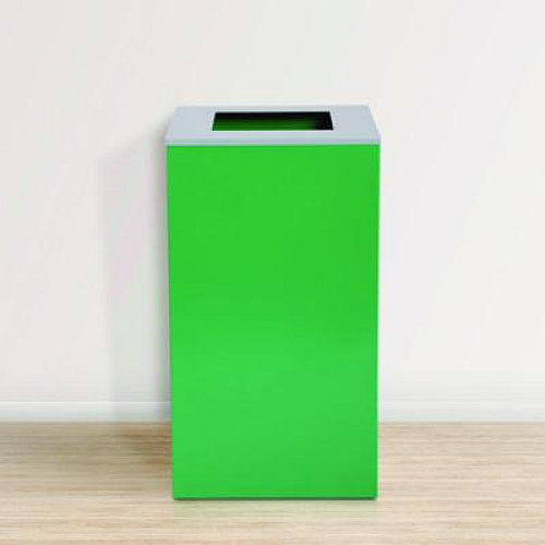 Alpine Industries 29 Gallon Trash/Recycling Cans, Steel, Green Can with Square Lid (4450KITGRNS)