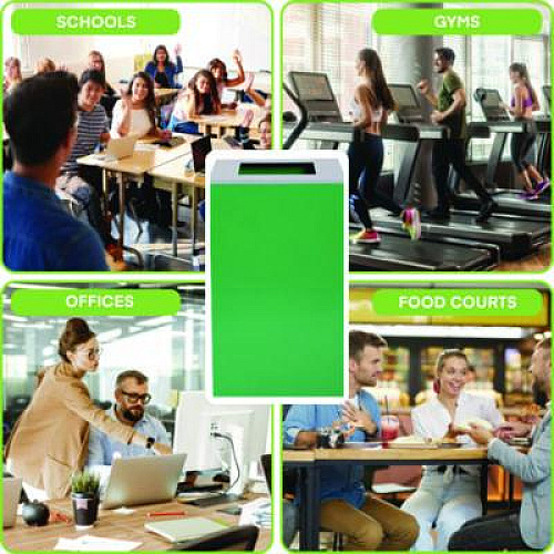 Alpine Industries 29 Gallon Trash/Recycling Cans, Steel, Green Can with Square Lid (4450KITGRNS)