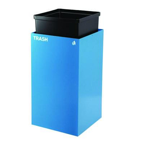 Alpine Industries 29 Gallon Trash/Recycling Cans, Steel, Blue Trash Can with Square Lid (4450KITBLUST)