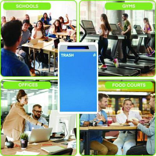 Alpine Industries 29 Gallon Trash/Recycling Cans, Steel, Blue Trash Can with Square Lid (4450KITBLUST)
