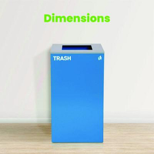 Alpine Industries 29 Gallon Trash/Recycling Cans, Steel, Blue Trash Can with Square Lid (4450KITBLUST)