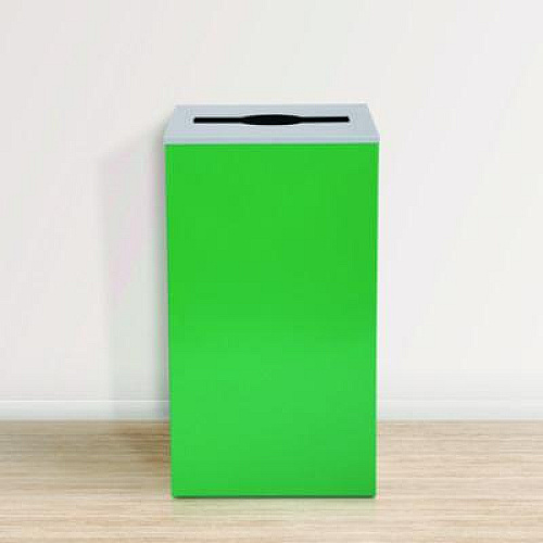 Alpine Industries 29 Gallon Trash/Recycling Cans, Steel, Green Can with Mixed Lid (4450KITGRNM)