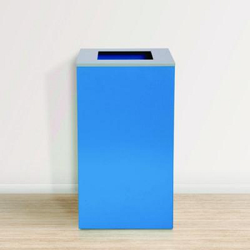Alpine Industries 29 Gallon Trash/Recycling Cans, Steel, Blue Can with Square Lid (4450KITBLUS)