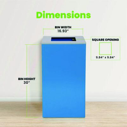 Alpine Industries 29 Gallon Trash/Recycling Cans, Steel, Blue Can with Square Lid (4450KITBLUS)