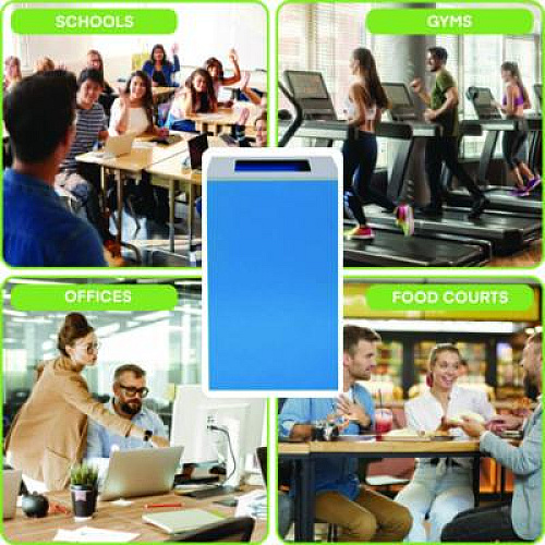 Alpine Industries 29 Gallon Trash/Recycling Cans, Steel, Blue Can with Square Lid (4450KITBLUS)