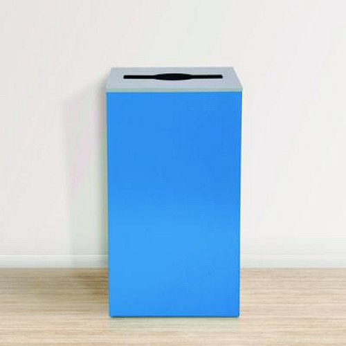 Alpine Industries 29 Gallon Trash/Recycling Cans, Steel, Blue Can with Mixed Lid (4450KITBLUM)