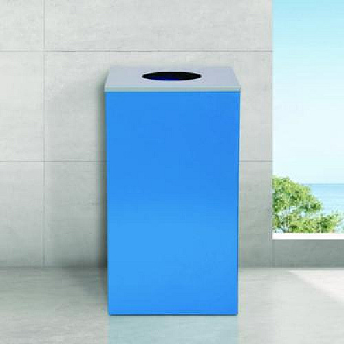 Alpine Industries 29 Gallon Trash/Recycling Cans, Steel, Blue Can with Circle Lid (4450KITBLUC)