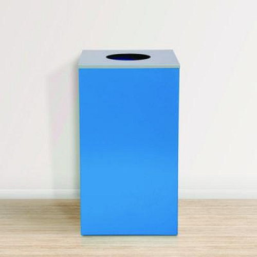 Alpine Industries 29 Gallon Trash/Recycling Cans, Steel, Blue Can with Circle Lid (4450KITBLUC)