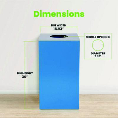Alpine Industries 29 Gallon Trash/Recycling Cans, Steel, Blue Can with Circle Lid (4450KITBLUC)