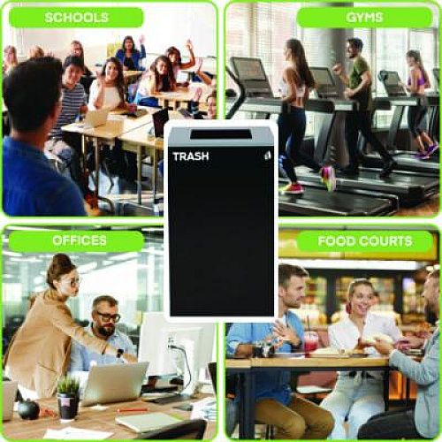 Alpine Industries 29 Gallon Trash/Recycling Cans, Steel, Black Trash Can with Square Lid (4450KITBLKST)