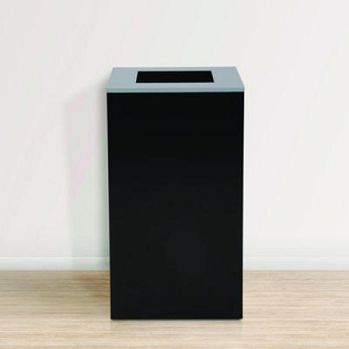 Alpine Industries 29 Gallon Trash/Recycling Cans, Steel, Black Can with Square Lid (4450KITBLKS)
