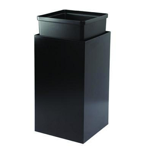 Alpine Industries 29 Gallon Trash/Recycling Cans, Steel, Black Can with Square Lid (4450KITBLKS)