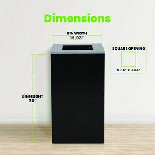 Alpine Industries 29 Gallon Trash/Recycling Cans, Steel, Black Can with Square Lid (4450KITBLKS)