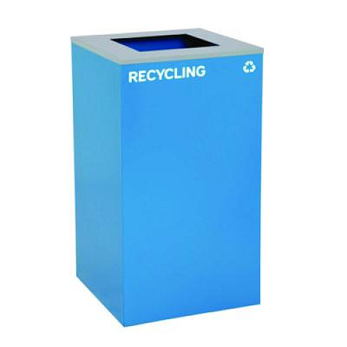 Alpine Industries 29 Gallon Trash/Recycling Cans, Steel, Blue Recycling and Black Trash Cans w/Square Lid, Green Mixed Recycling Can Mixed Lid (4450BLKKIT22)