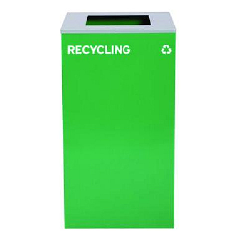 Alpine Industries 29 Gallon Trash/Recycling Cans, Steel, Blue Recycling Can w/Circle Lid, Green Recycling Can and Black Trash Can w/Square Lids (4450BLKKIT35)