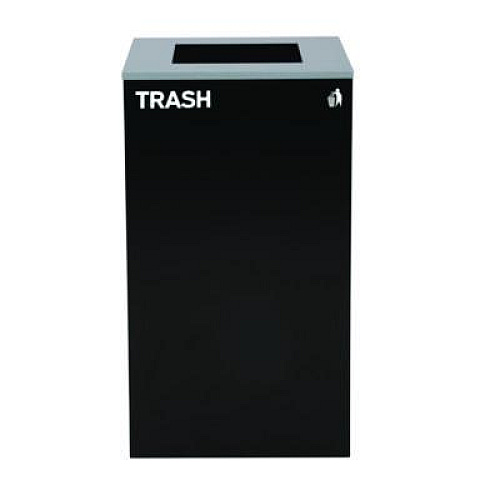Alpine Industries 29 Gallon Trash/Recycling Cans, Steel, Blue Recycling Can w/Circle Lid, Green Compost w/Mixed Lid, Black Trash w/Square Lid (4450BLKKIT36)