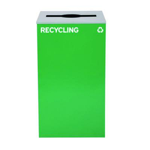 Alpine Industries 29 Gallon Trash/Recycling Cans, Steel, Blue Recycling Can w/Circle Lid, Green Recycling w/Mixed Lid, Black Trash w/Square Lid (4450BLKKIT39)