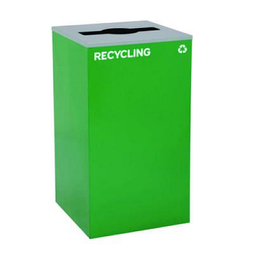 Alpine Industries 29 Gallon Trash/Recycling Cans, Steel, Blue Recycling Can w/Circle Lid, Green Recycling w/Mixed Lid, Black Trash w/Square Lid (4450BLKKIT39)
