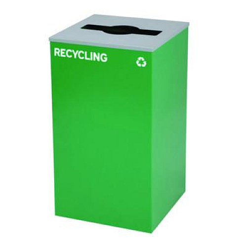 Alpine Industries 29 Gallon Trash/Recycling Cans, Steel, Blue Mixed Recycling w/Circle Lid, Green Recycling w/Mixed Lid, Black Trash w/Sq Lid (4450BLKKIT40)