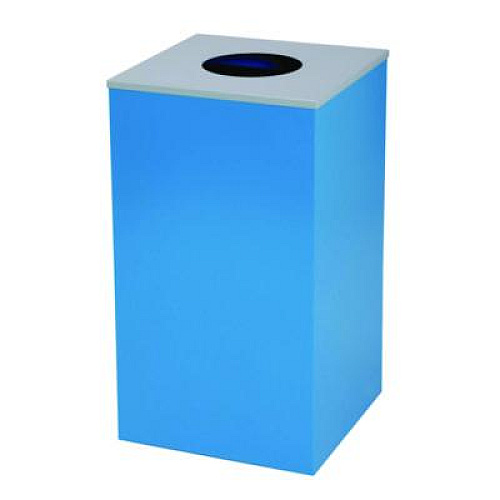 Alpine Industries 29 Gallon Trash/Recycling Cans, Steel, Blue Mixed Recycling Can w/Circle Lid, Green Compost and Black Trash Cans w/Sq Lids (4450BLKKIT33)