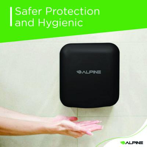 Alpine Industries Hemlock Commercial Automatic 120V Hand Dryer, 6.69 x 11.41 x 12.31, Black (ALP40010BLA)