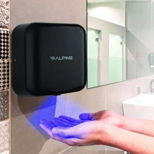 Alpine Industries Hemlock Commercial Automatic 120V Hand Dryer, 6.69 x 11.41 x 12.31, Black (ALP40010BLA)