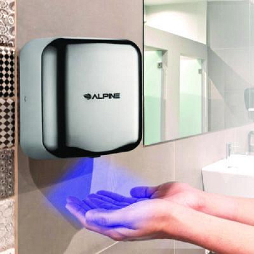 Alpine Industries Hemlock Commercial Automatic 120V Hand Dryer, 6.68 x 11.41 x 12.31, Chrome (ALP40010CHR)