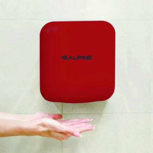 Alpine Industries Hemlock Commercial Automatic 120V Hand Dryer, 6.68 x 11.41 x 12.31, Red (ALP40010RED)