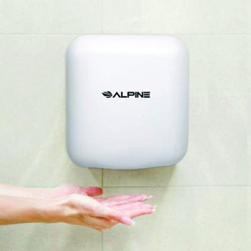 Alpine Industries Hemlock Commercial Automatic 120V Hand Dryer, 6.68 x 11.41 x 12.31, White (ALP40010WHI)