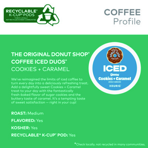 The Original Donut Shop Iced Duos Cookies + Caramel Iced Coffee K-Cup Pods, 24/Box (5000373021)