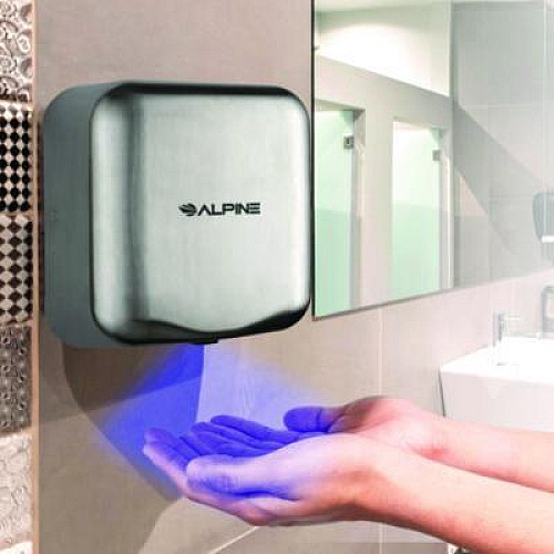 Alpine Industries Hemlock Commercial Automatic 120V Hand Dryer, 6.68 x 11.41 x 12.31, Silver (ALP40010SSB)