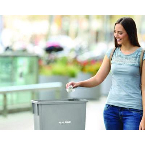 Alpine Industries Slim 23 Gallon Indoor Trash Can, Plastic, Gray (477GRY)