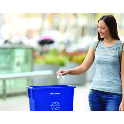 Alpine Industries Slim 23 Gallon Recycling Bin, Plastic, Blue (477RBLU)