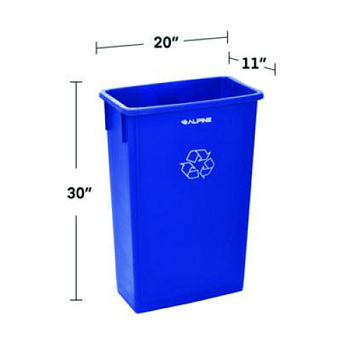 Alpine Industries Slim 23 Gallon Recycling Bin, Plastic, Blue (477RBLU)